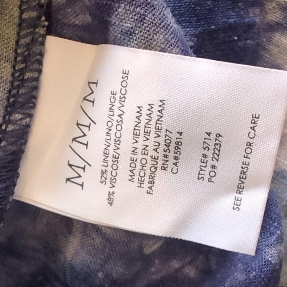 NEW Cabi Woodstock Blue Green Tie Dye Linen Babydoll Top Tunic Size Medium - Picture 14 of 15